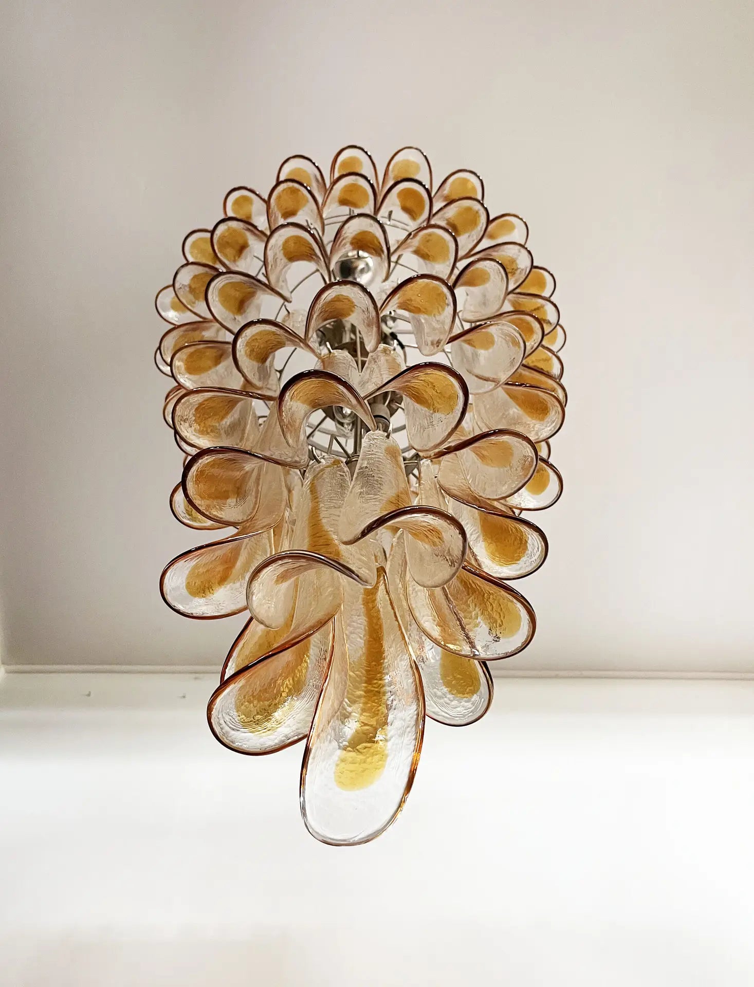 Murano Chandelier 83 Clear and Yellow Petal Glass