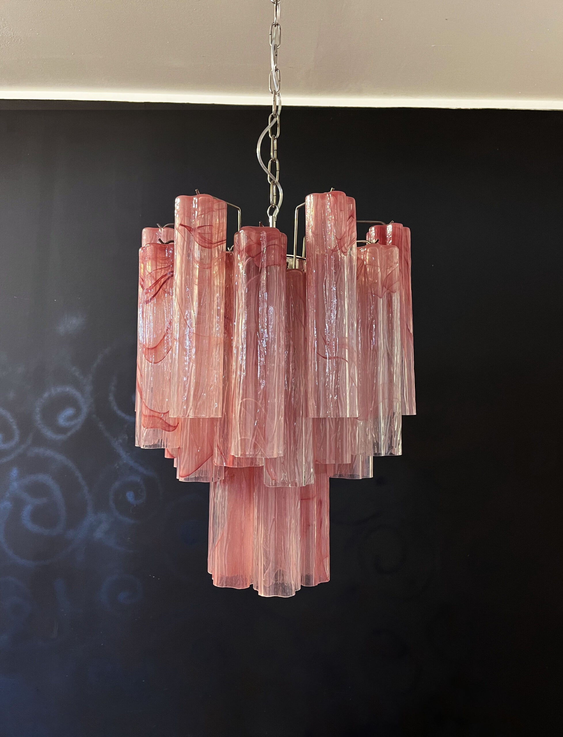 Murano Chandelier 30 Pink Alabaster Glass Tubes
