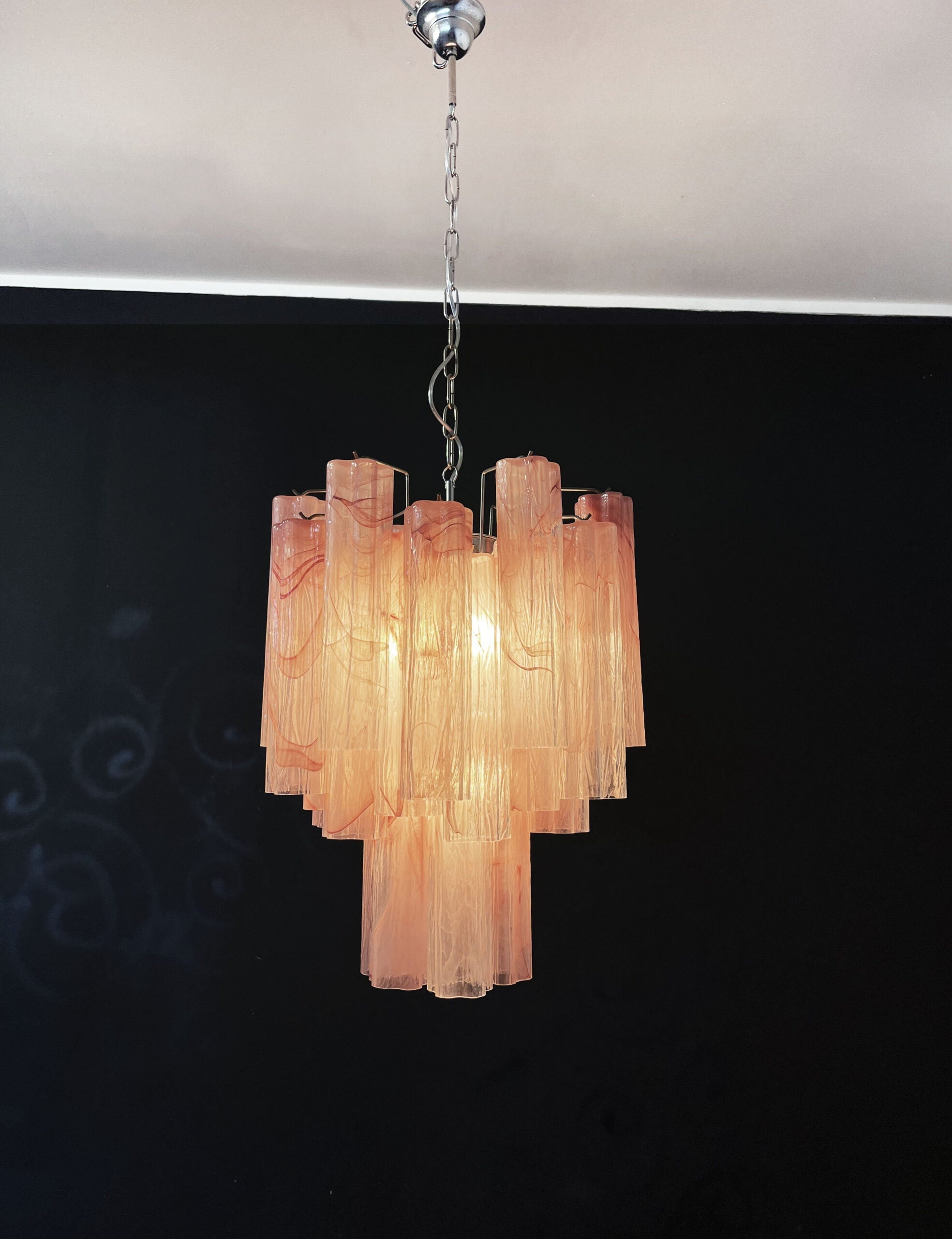 Murano Chandelier 30 Pink Alabaster Glass Tubes