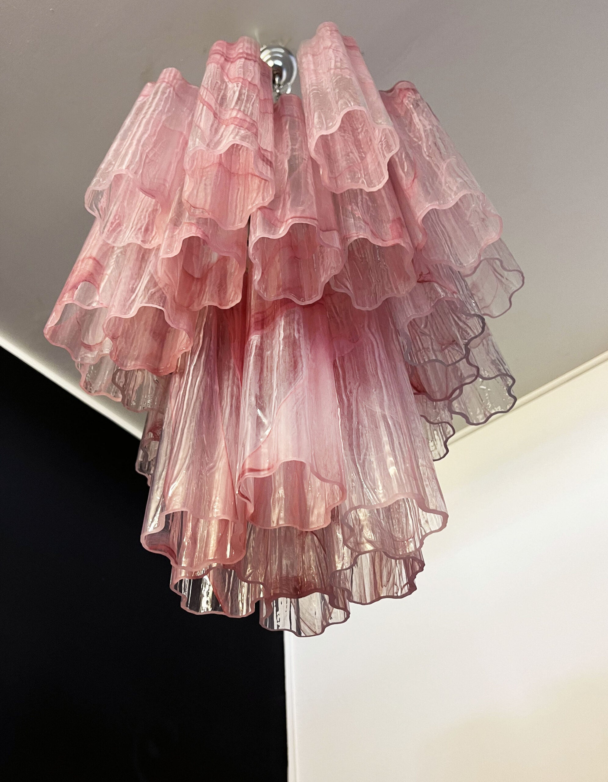 Murano Chandelier 30 Pink Alabaster Glass Tubes