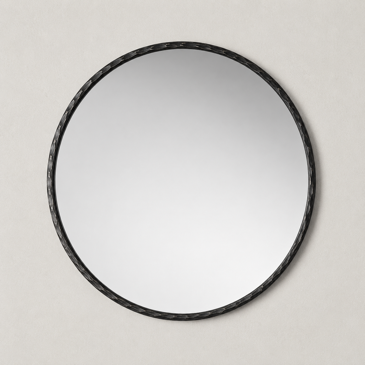 Hand-Forged Metal Round Mirror