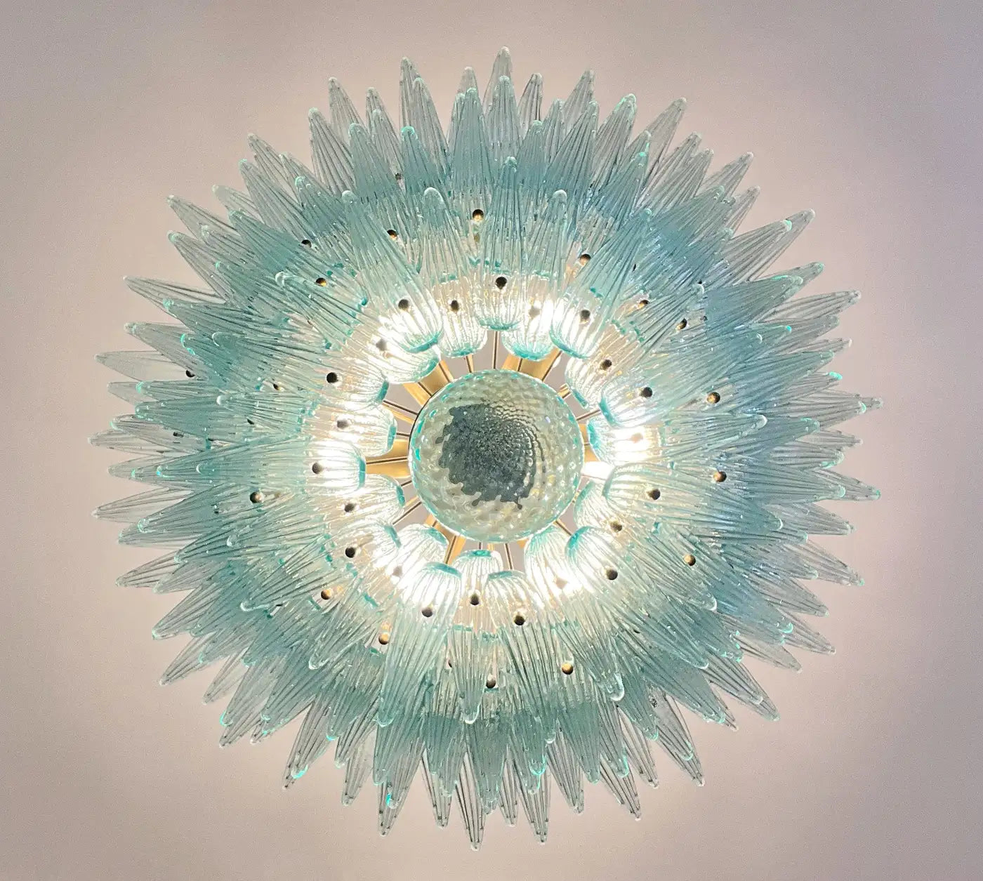 Palmette Ceiling Light - four levels, 160 turquoise glasses
