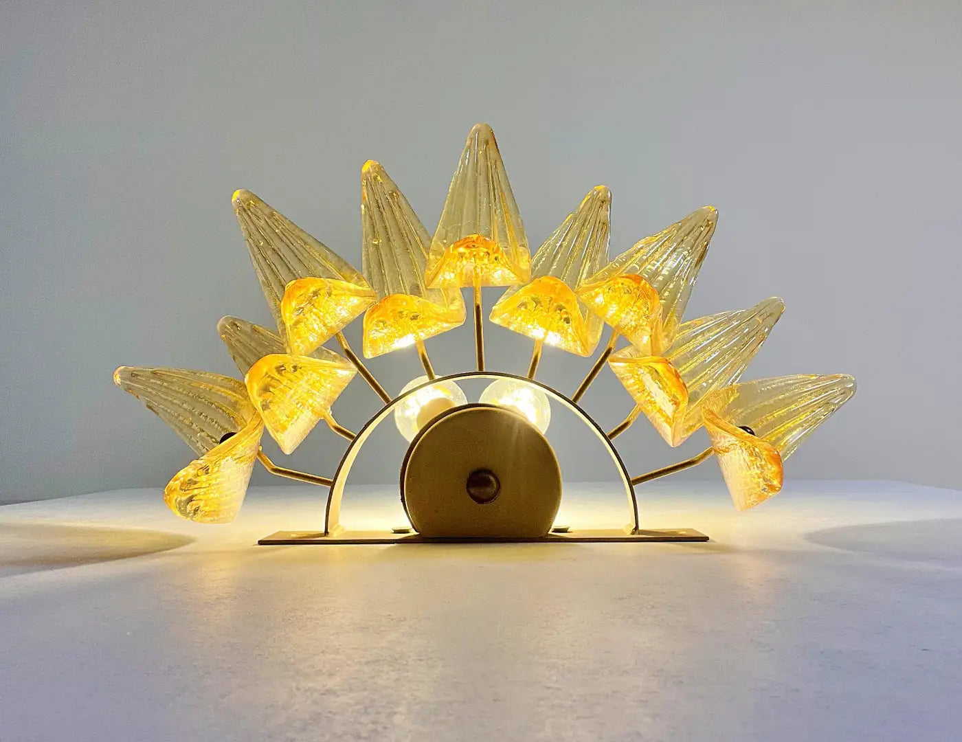 Vintage Palmette Wall Light, Amber Glasses