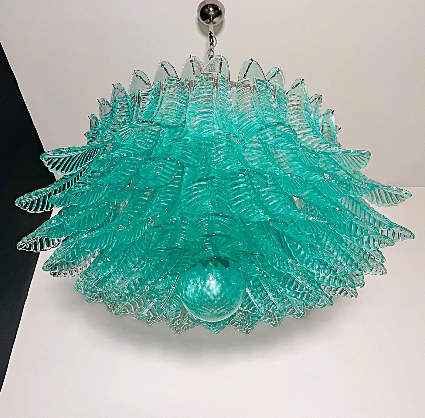 Large Murano glass Chandelier -100 turquoise Felci glasses