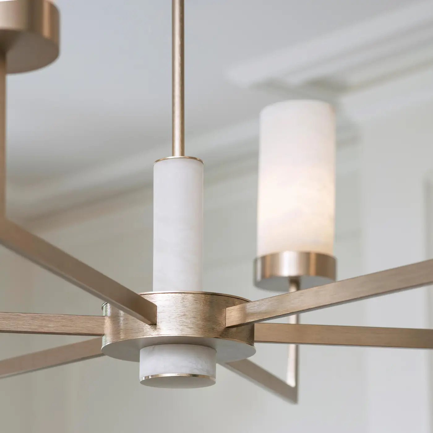 Contemporary  Alabaster 6-arm Compass Chandelier