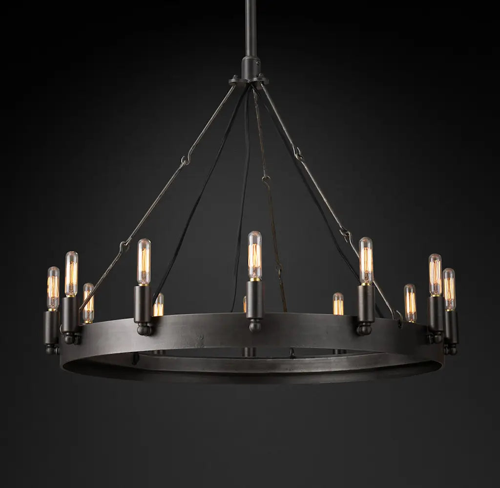Caminy Vintage Filament Round Chandelier 26"