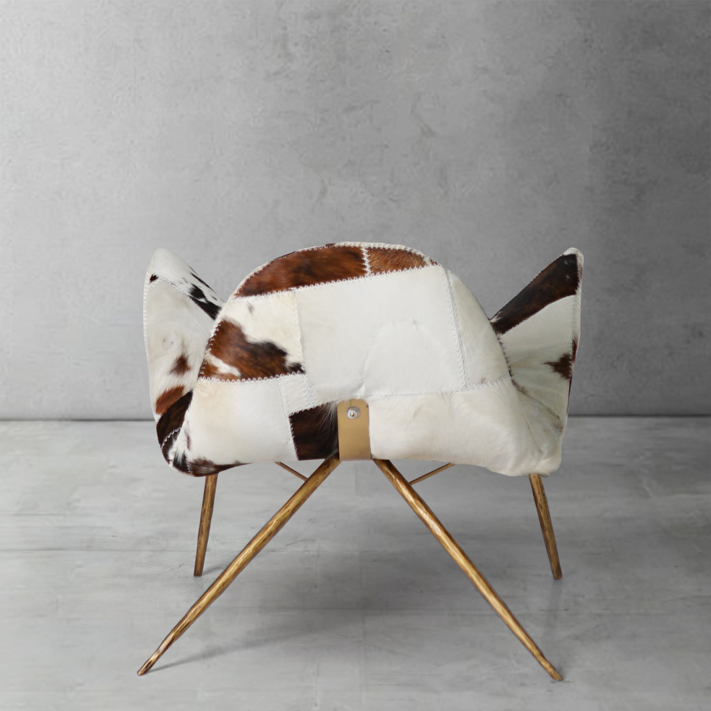 Hand-Forged Metal Milk Coffee Fur Lounge Chair