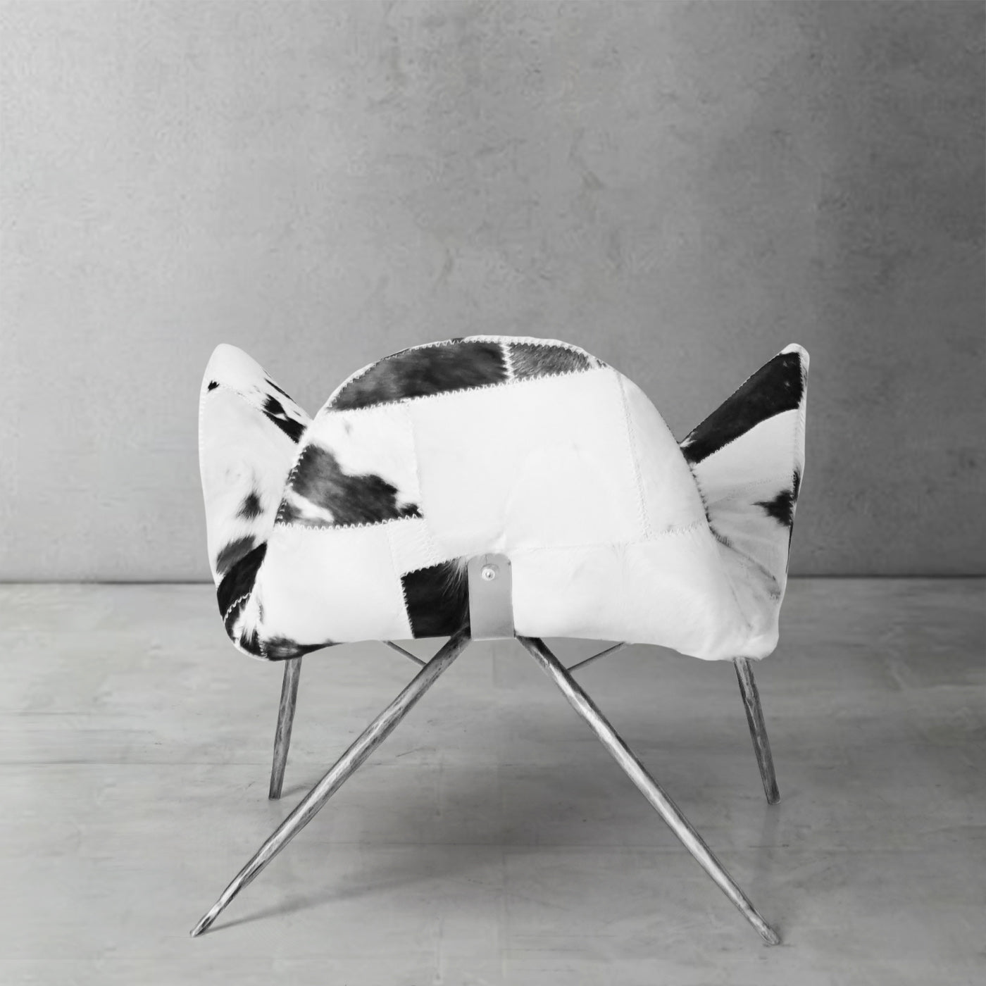 Hand-Forged Metal Milk Coffee Fur Lounge Chair