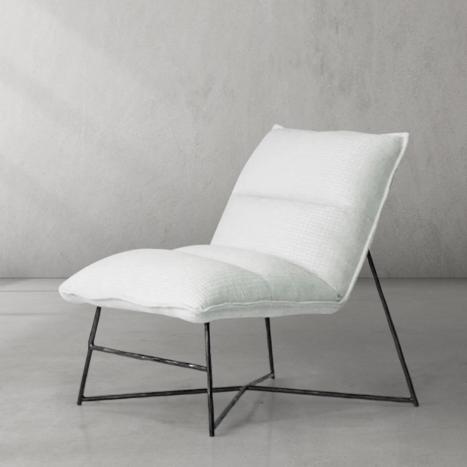 Hand-Forged Metal Fabric Lounge Chair