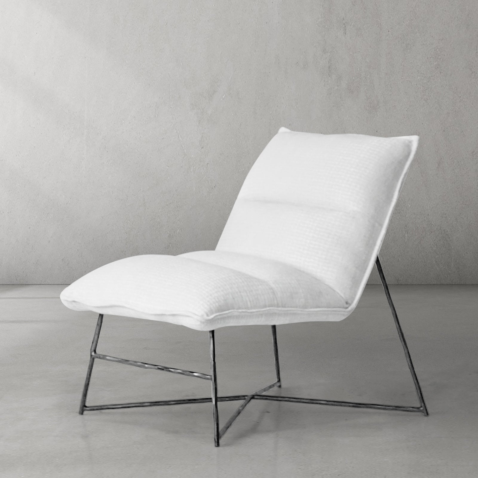 Hand-Forged Metal Fabric Lounge Chair