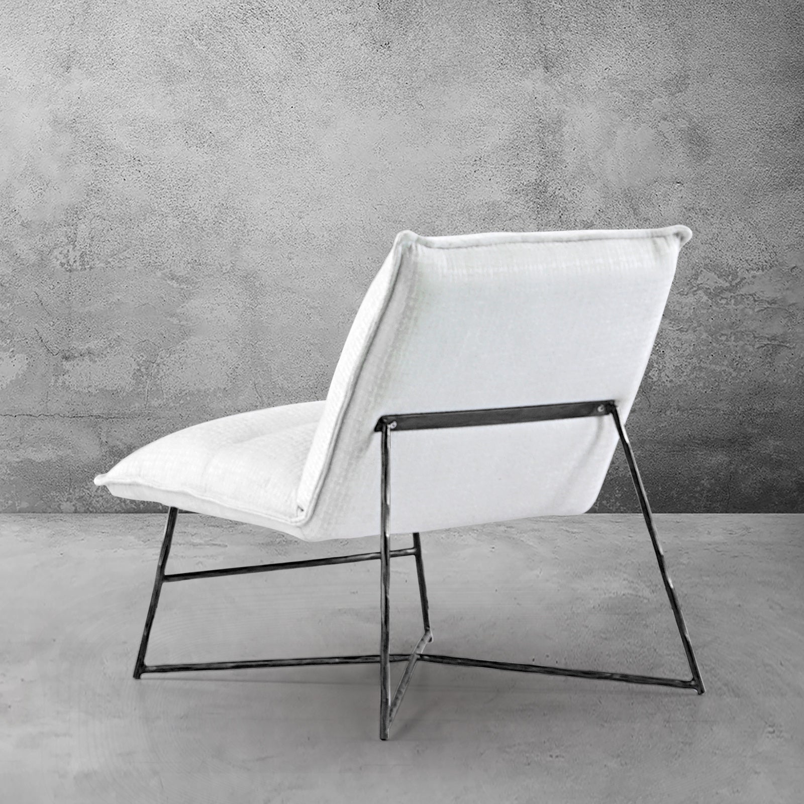Hand-Forged Metal Fabric Lounge Chair