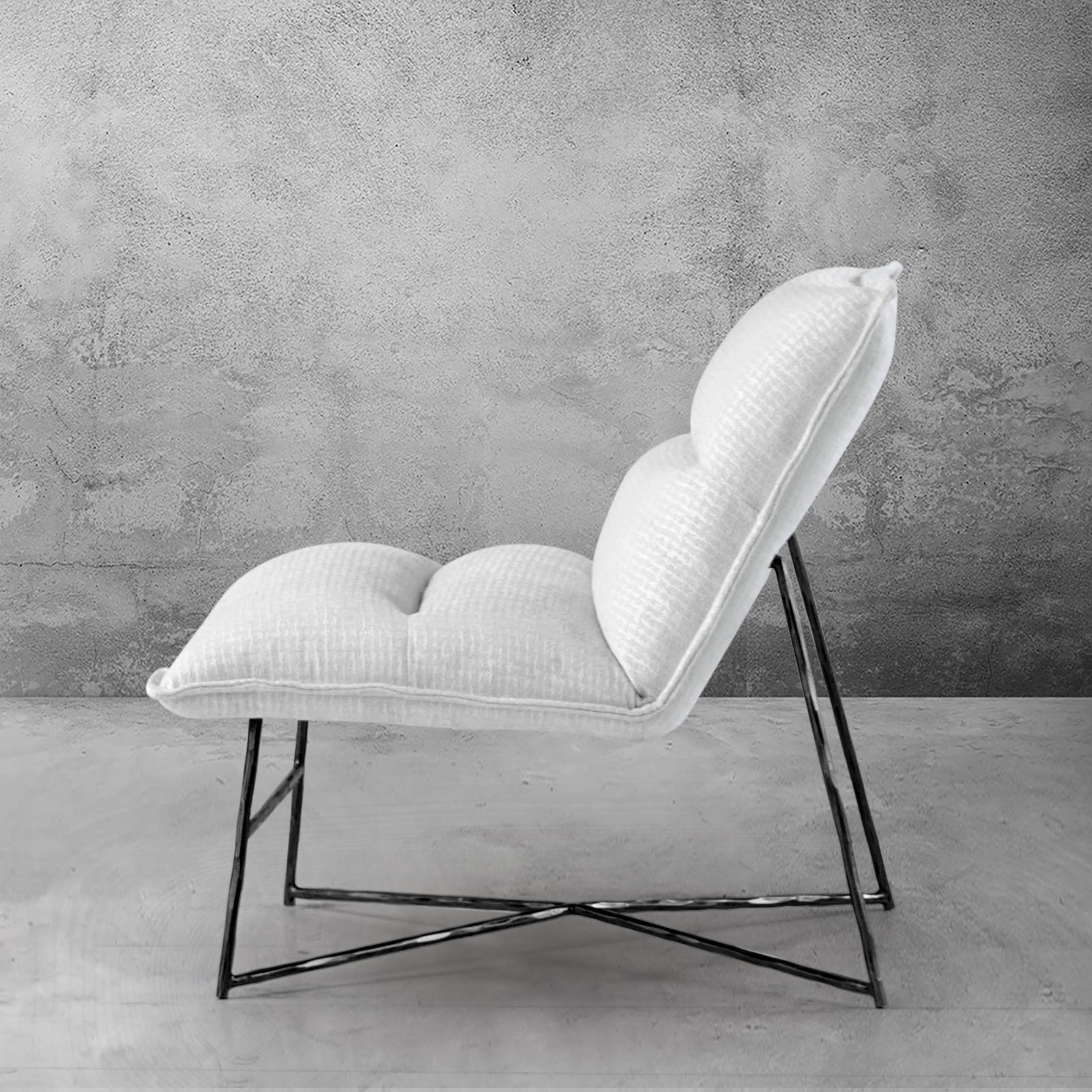 Hand-Forged Metal Fabric Lounge Chair