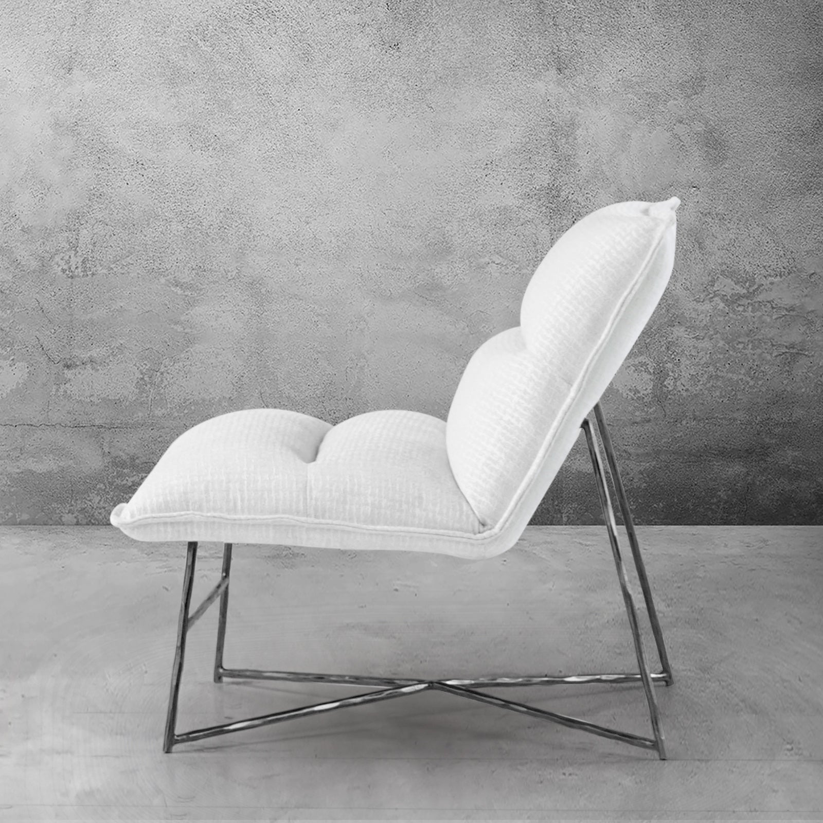 Hand-Forged Metal Fabric Lounge Chair