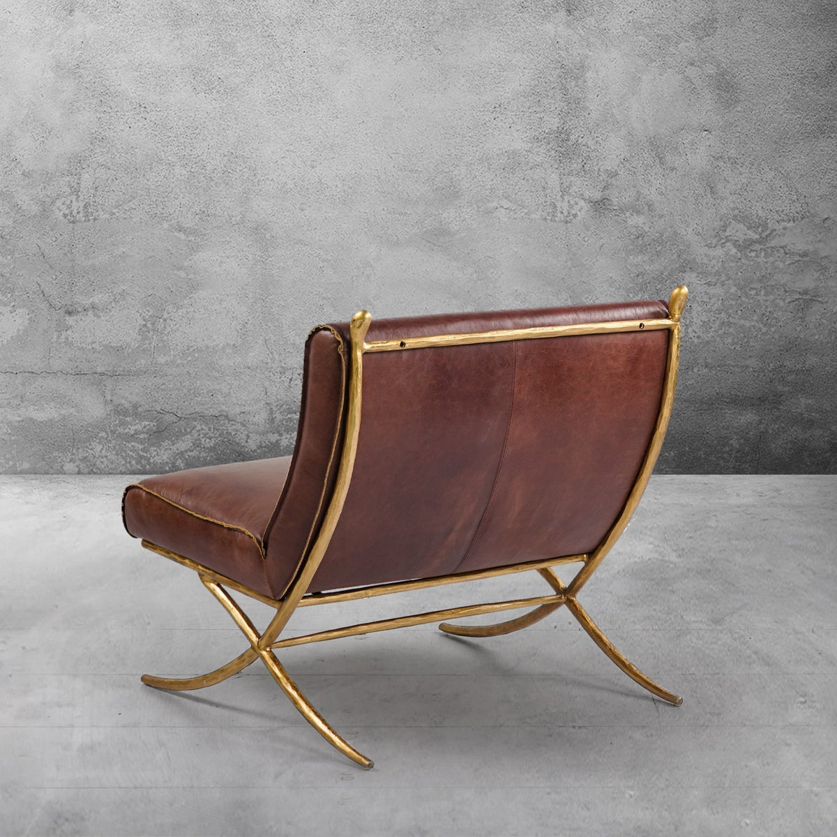 Forged Shell Chair Hand-Forged Metal Vintage Leather Lounge Chair – Decorluxelife