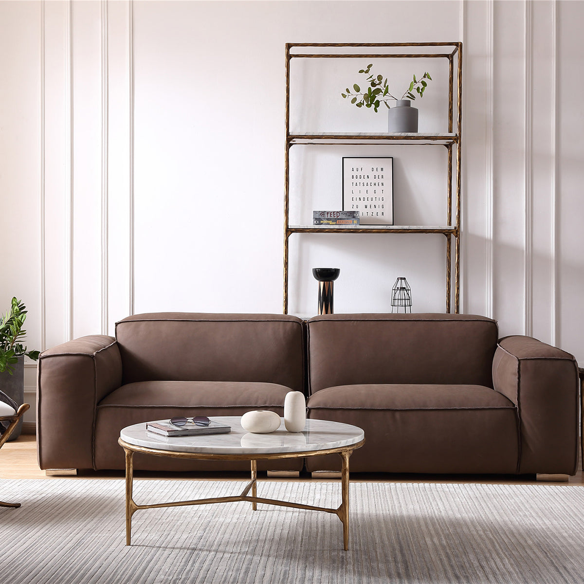 Hand-Forged Metal Marble Round Coffee Table 3 Legs 35"