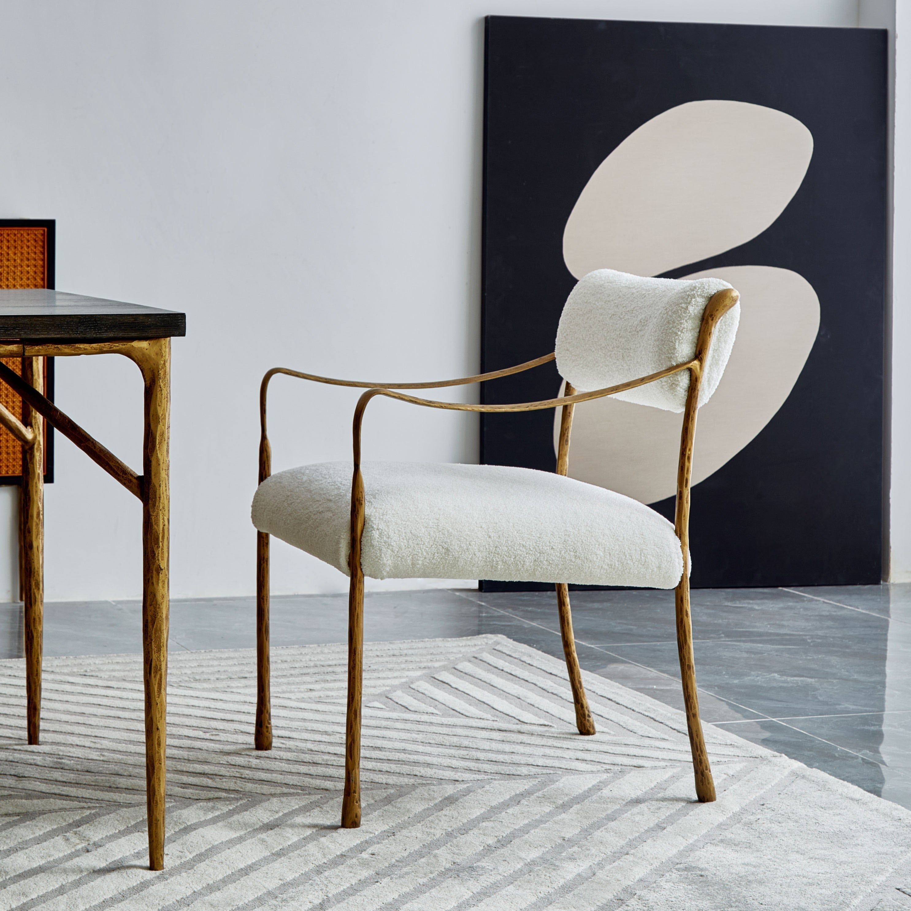Hand-Forged Metal Retro Copper Iron Frame Dining Chair