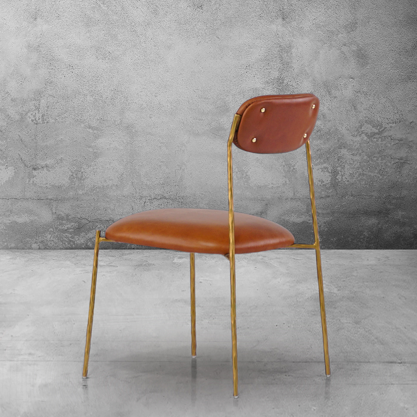 Hand-Forged Metal Genuine Leather Dining Chair