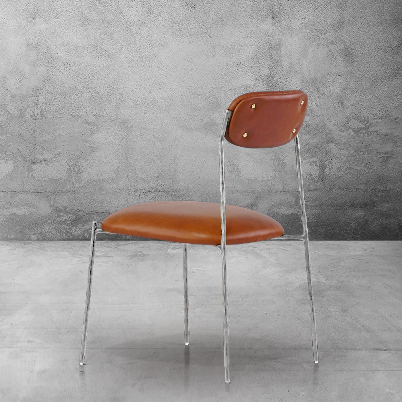 Hand-Forged Metal Genuine Leather Dining Chair