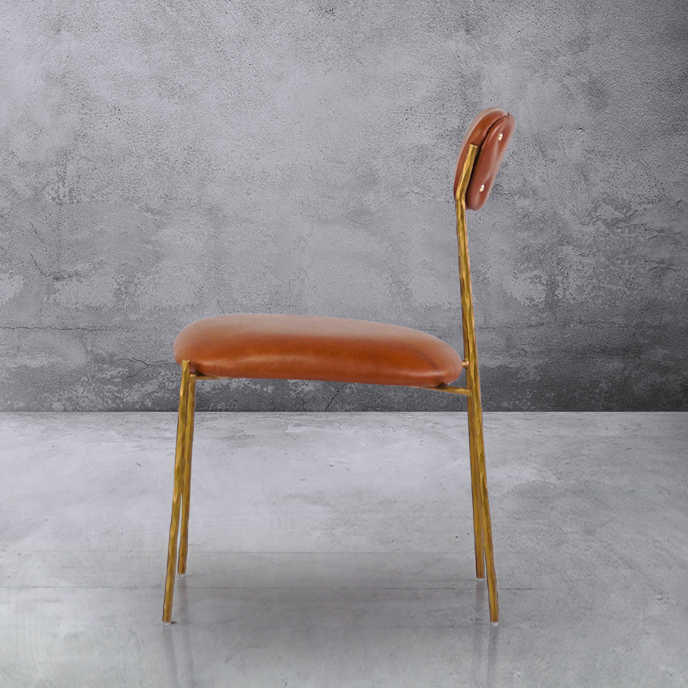 Hand-Forged Metal Genuine Leather Dining Chair