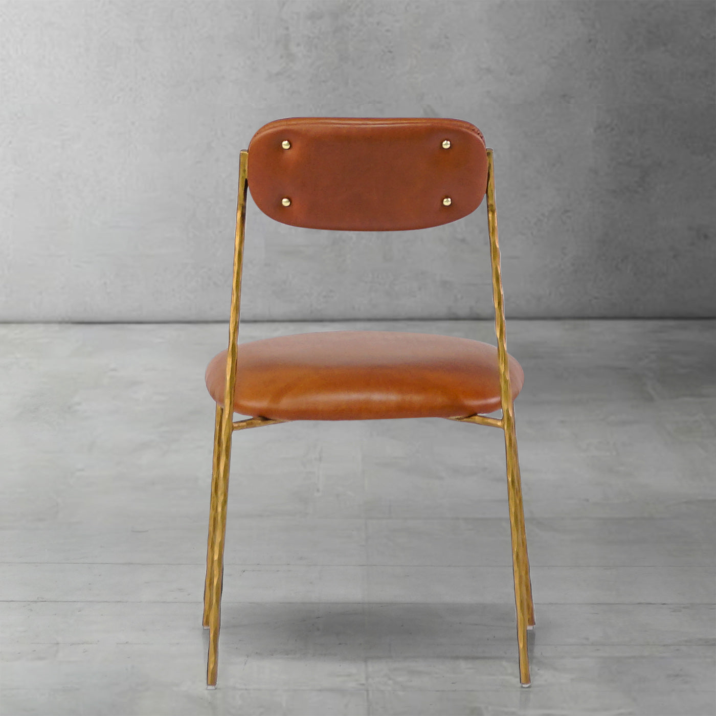 Hand-Forged Metal Genuine Leather Dining Chair