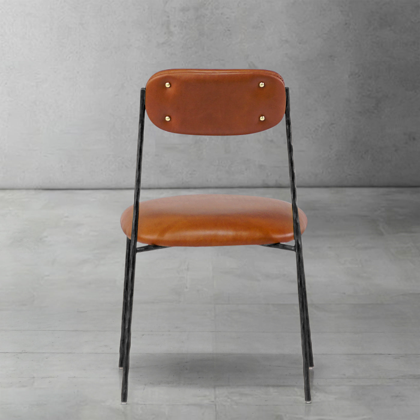 Hand-Forged Metal Genuine Leather Dining Chair