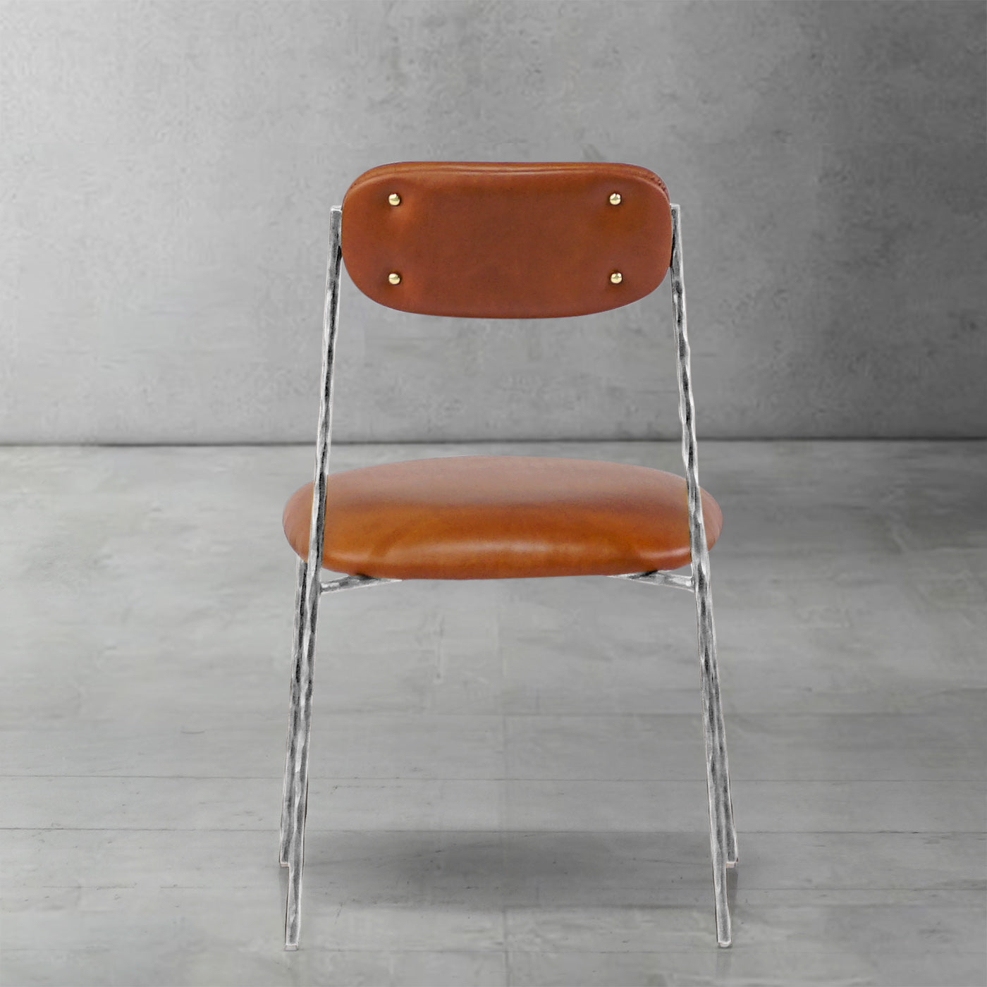 Hand-Forged Metal Genuine Leather Dining Chair