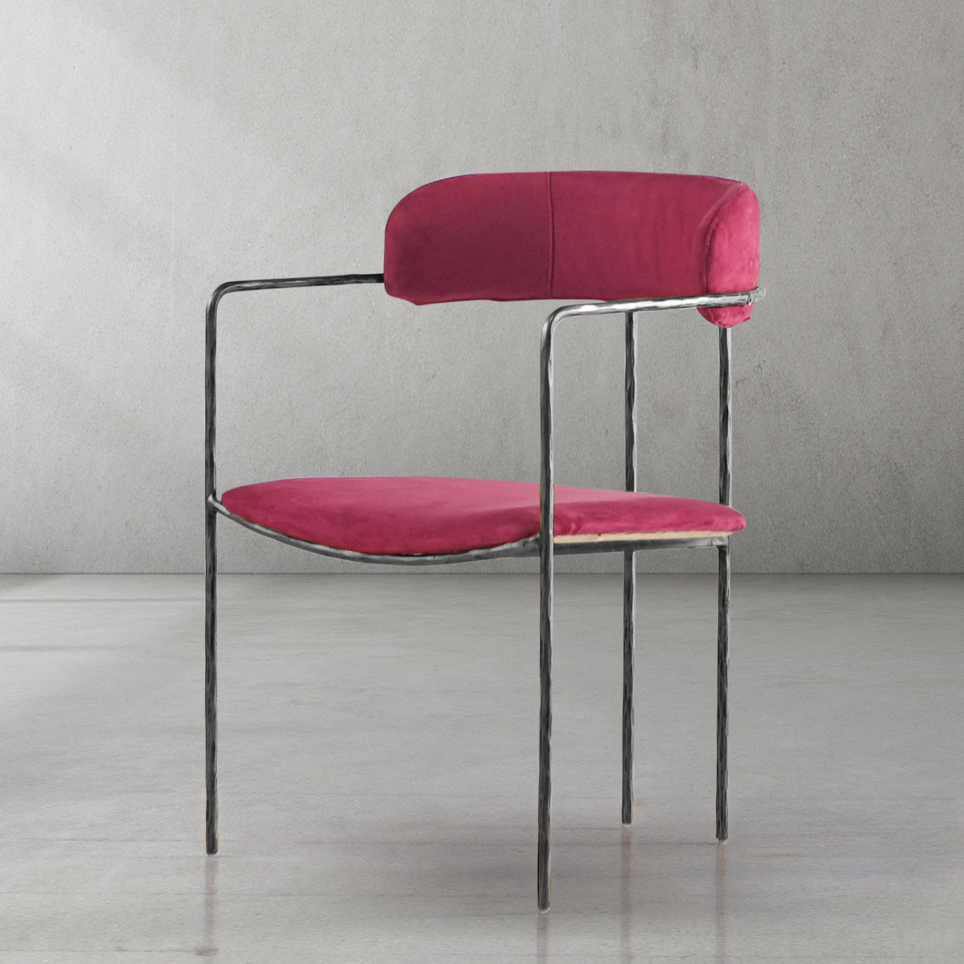 Hand-Forged Metal Vintage Armrest Dining Chair