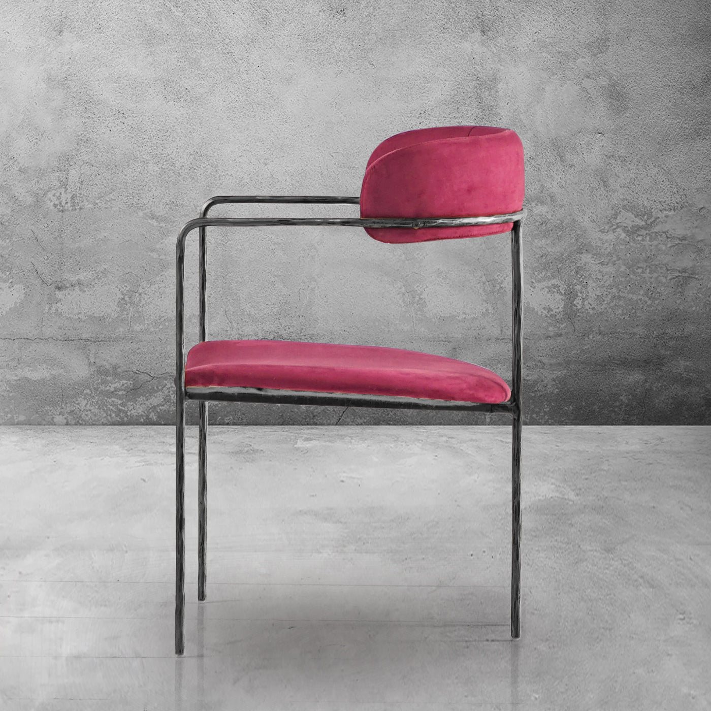 Hand-Forged Metal Vintage Armrest Dining Chair
