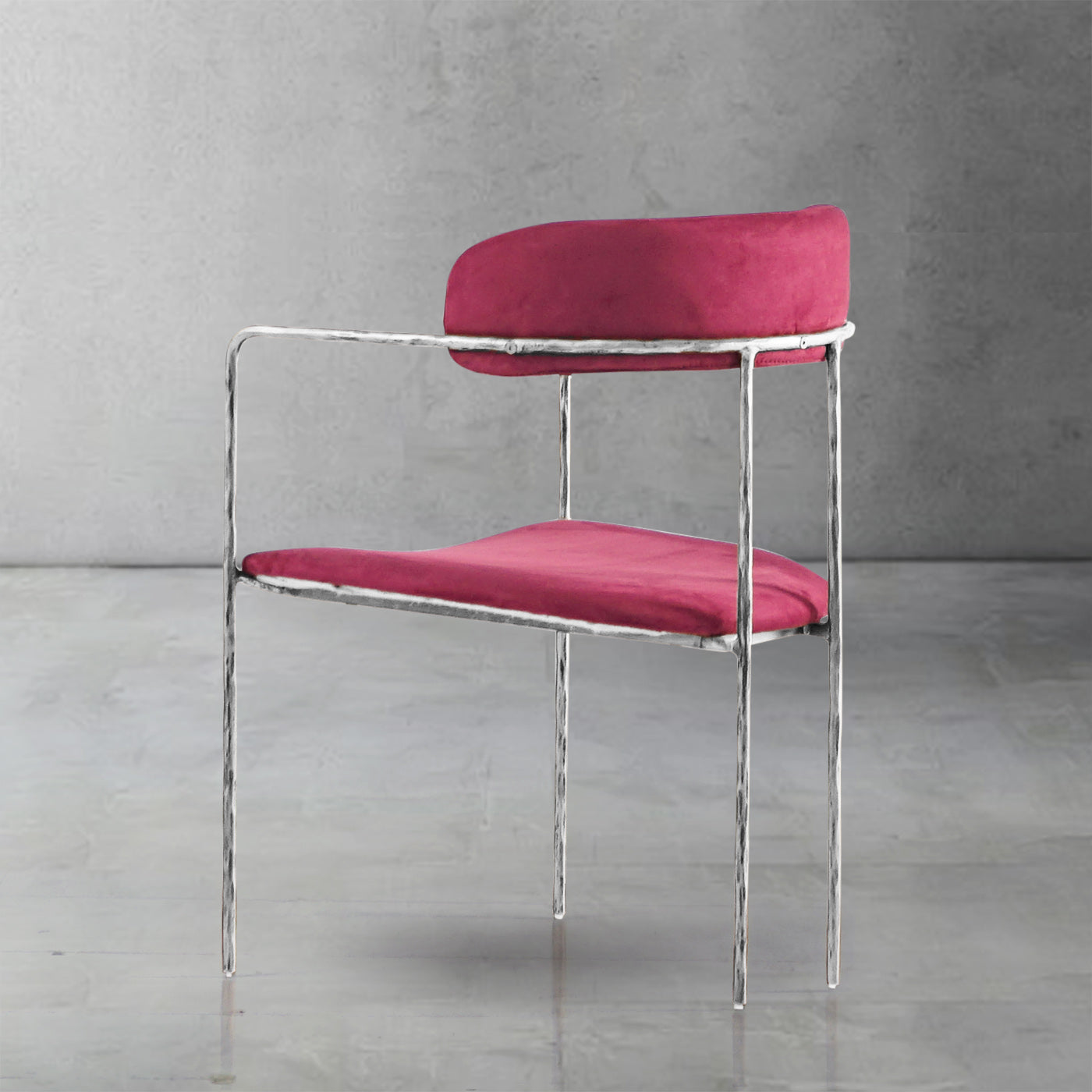 Hand-Forged Metal Vintage Armrest Dining Chair