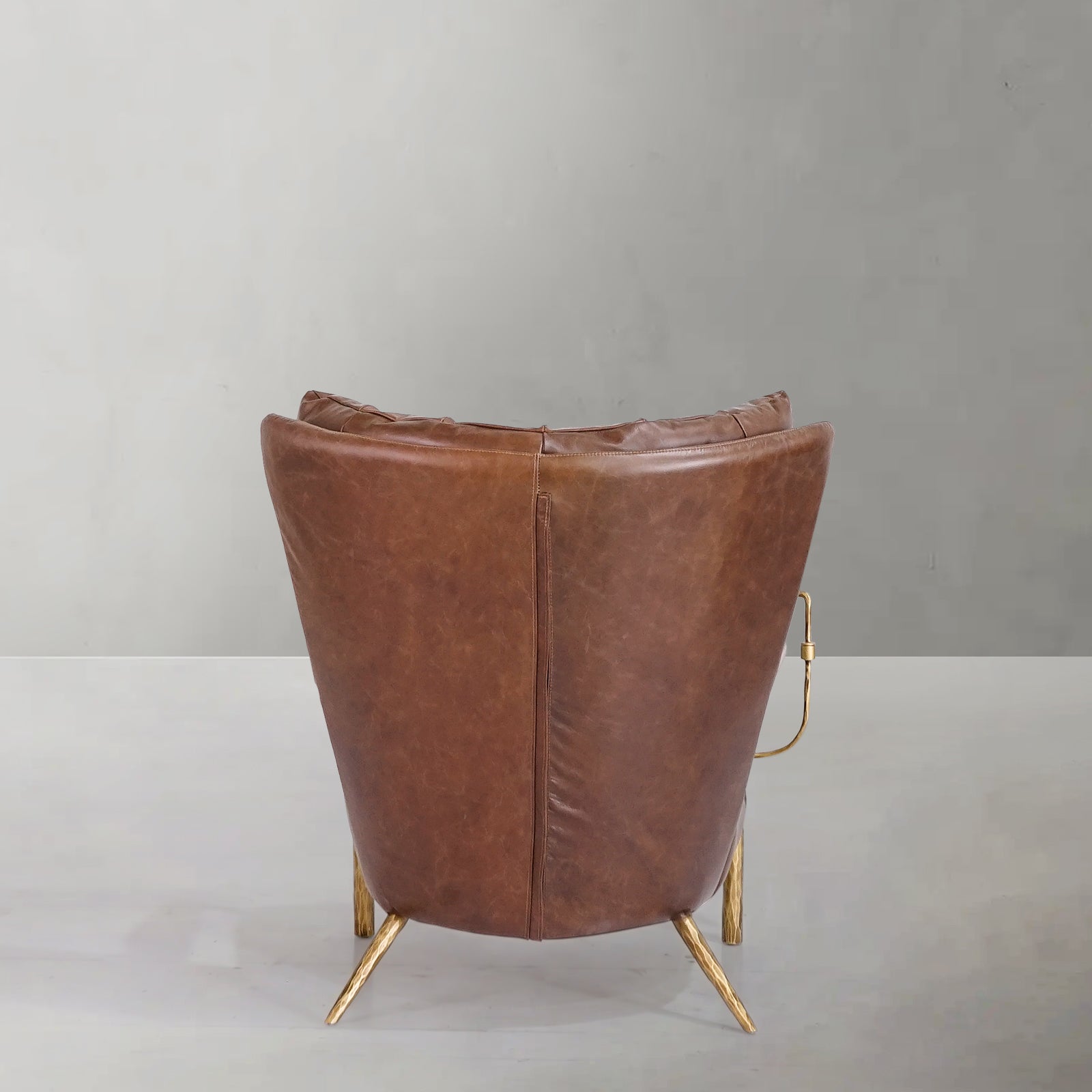 Hand-Forged Metal Vintage Leather Armchair Cigar Chair