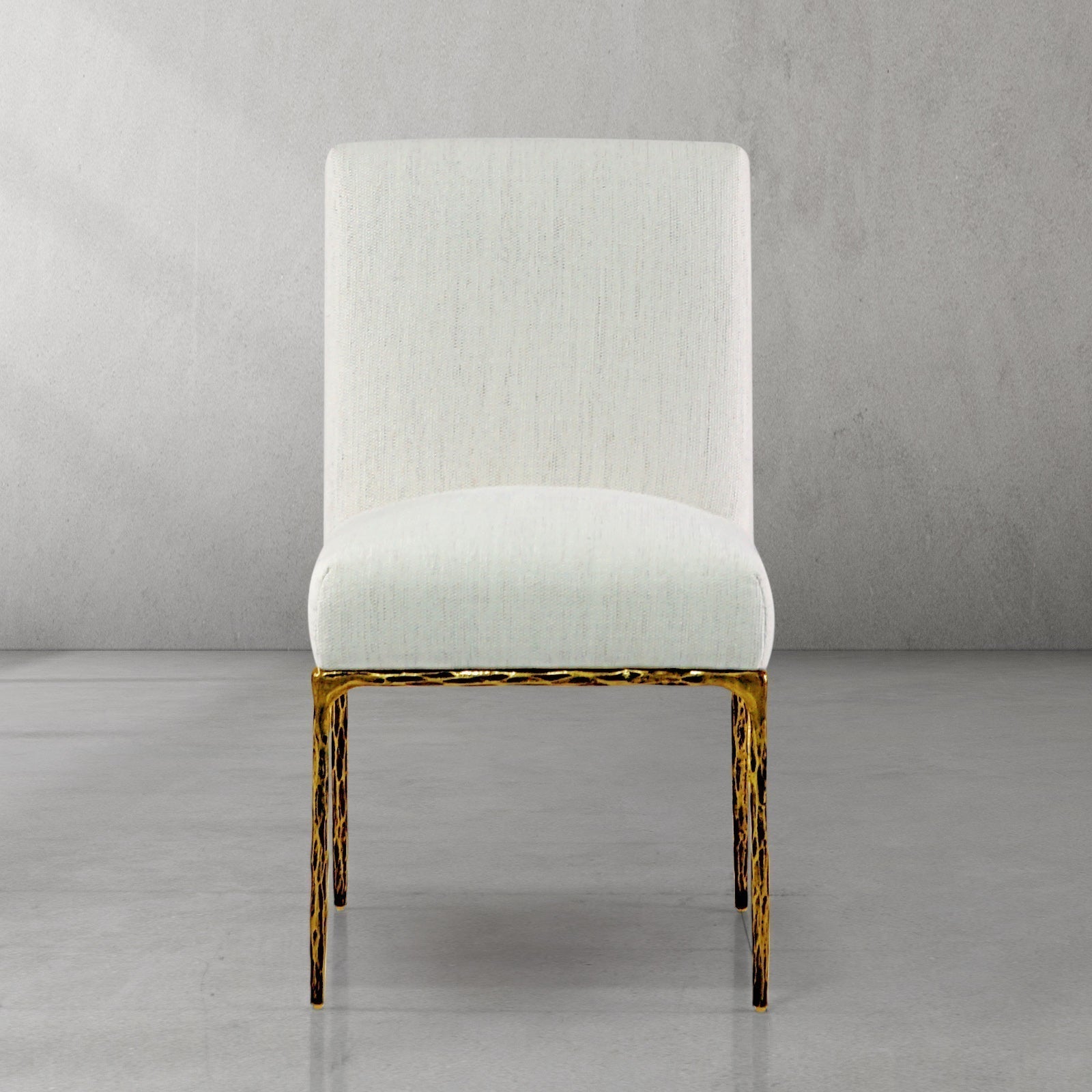 Hand-Forged Metal Minimalist Fabric Dining Chair