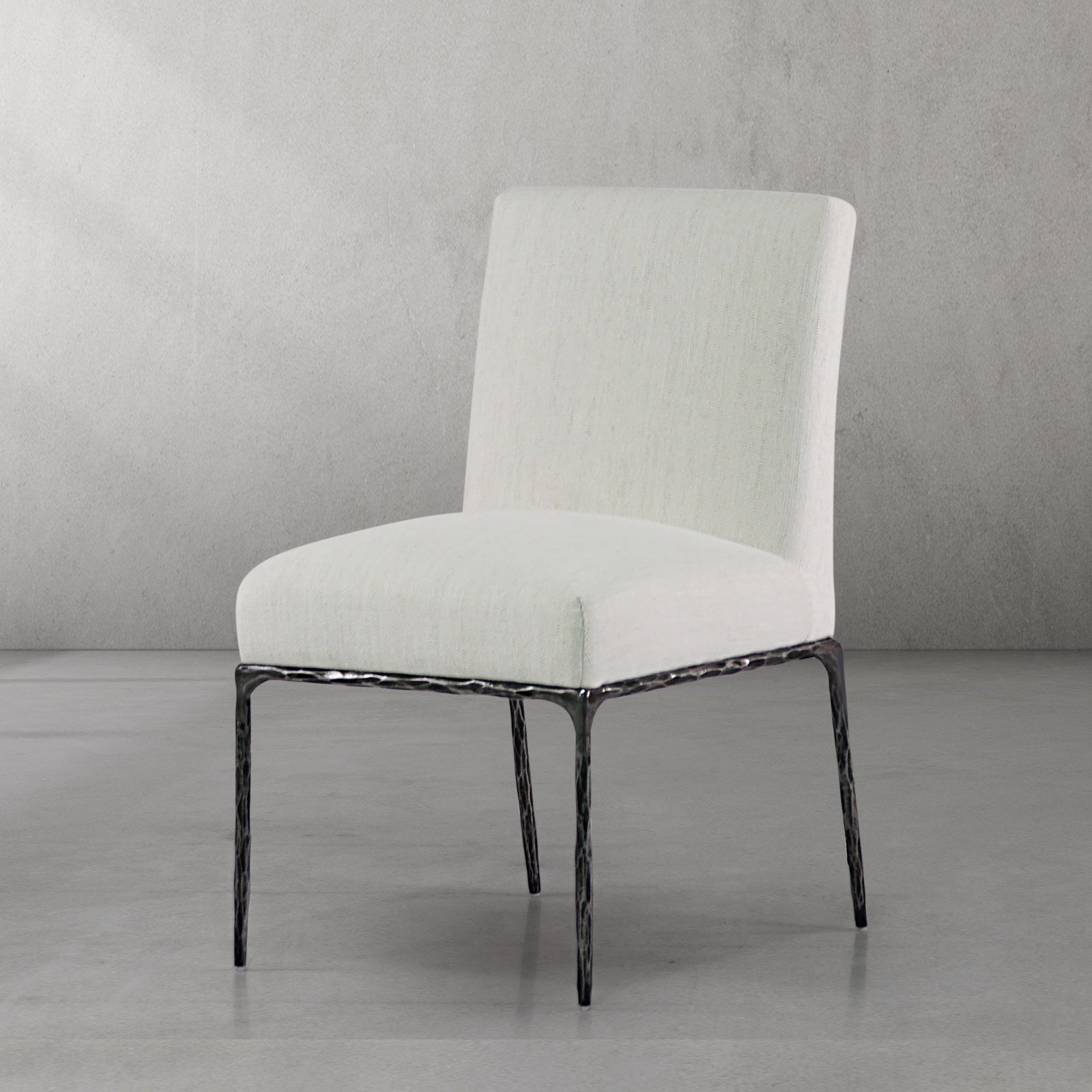 Hand-Forged Metal Minimalist Fabric Dining Chair