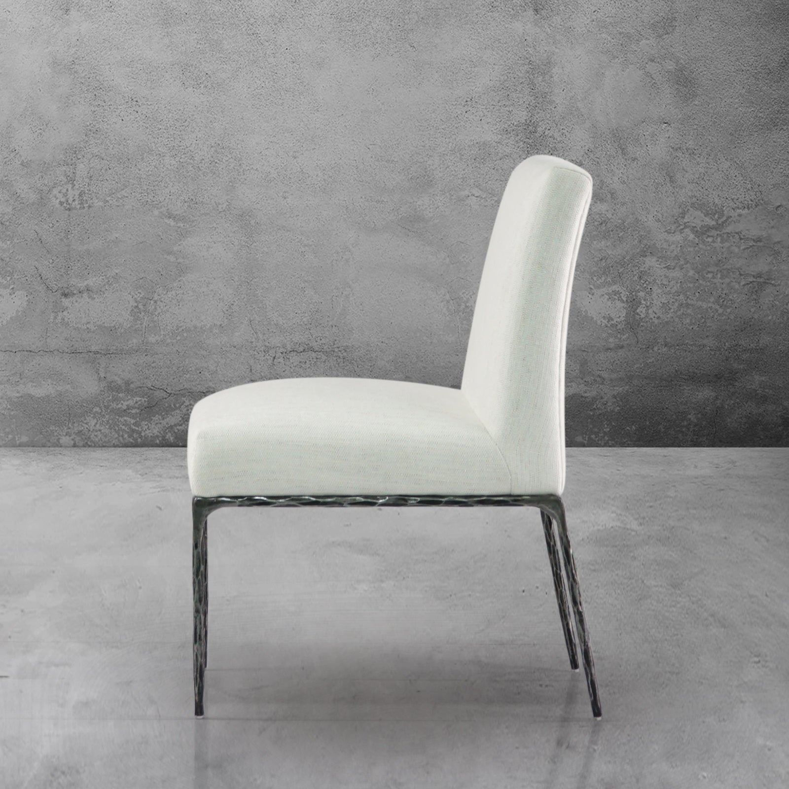 Hand-Forged Metal Minimalist Fabric Dining Chair
