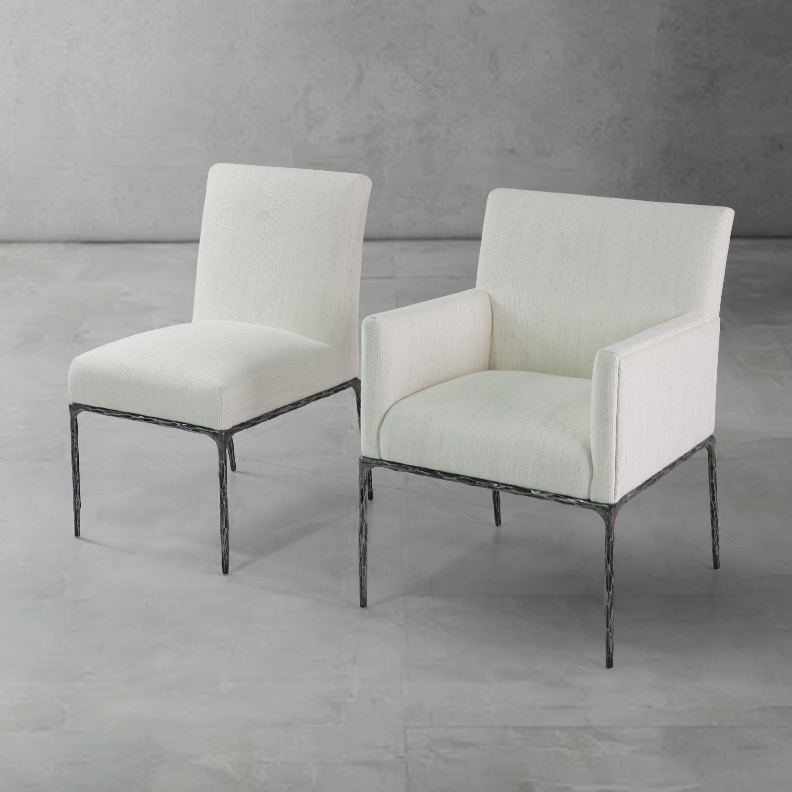 Hand-Forged Metal Minimalist Fabric Dining Chair