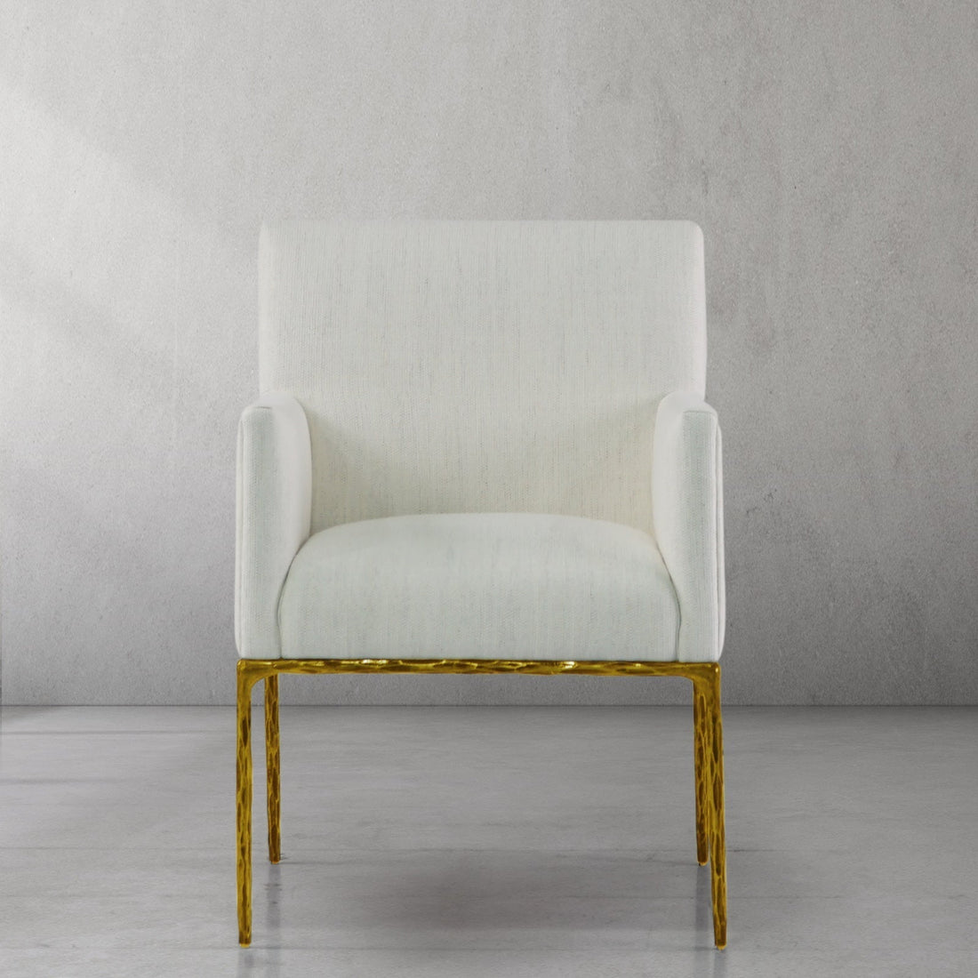Hand-Forged Metal Track Fabric Lounge Armchair