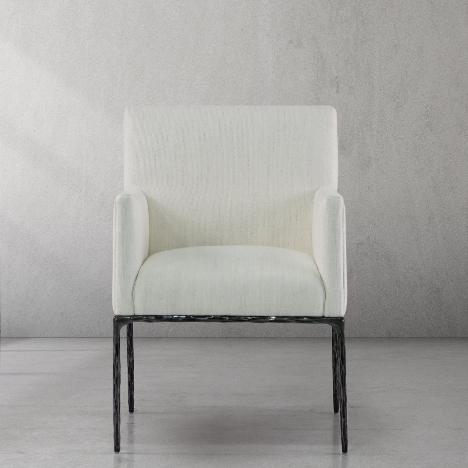 Hand-Forged Metal Track Fabric Lounge Armchair