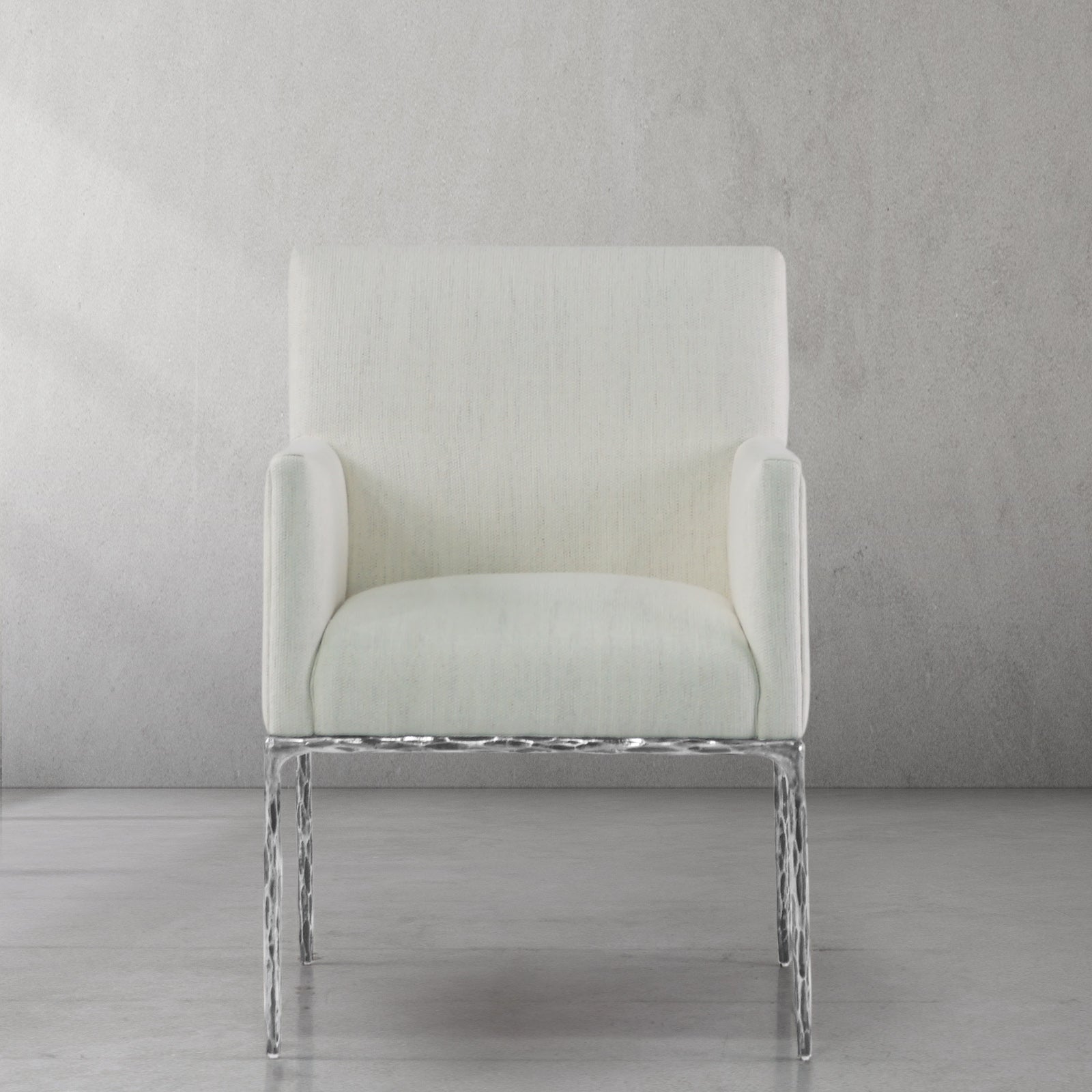 Hand-Forged Metal Track Fabric Lounge Armchair