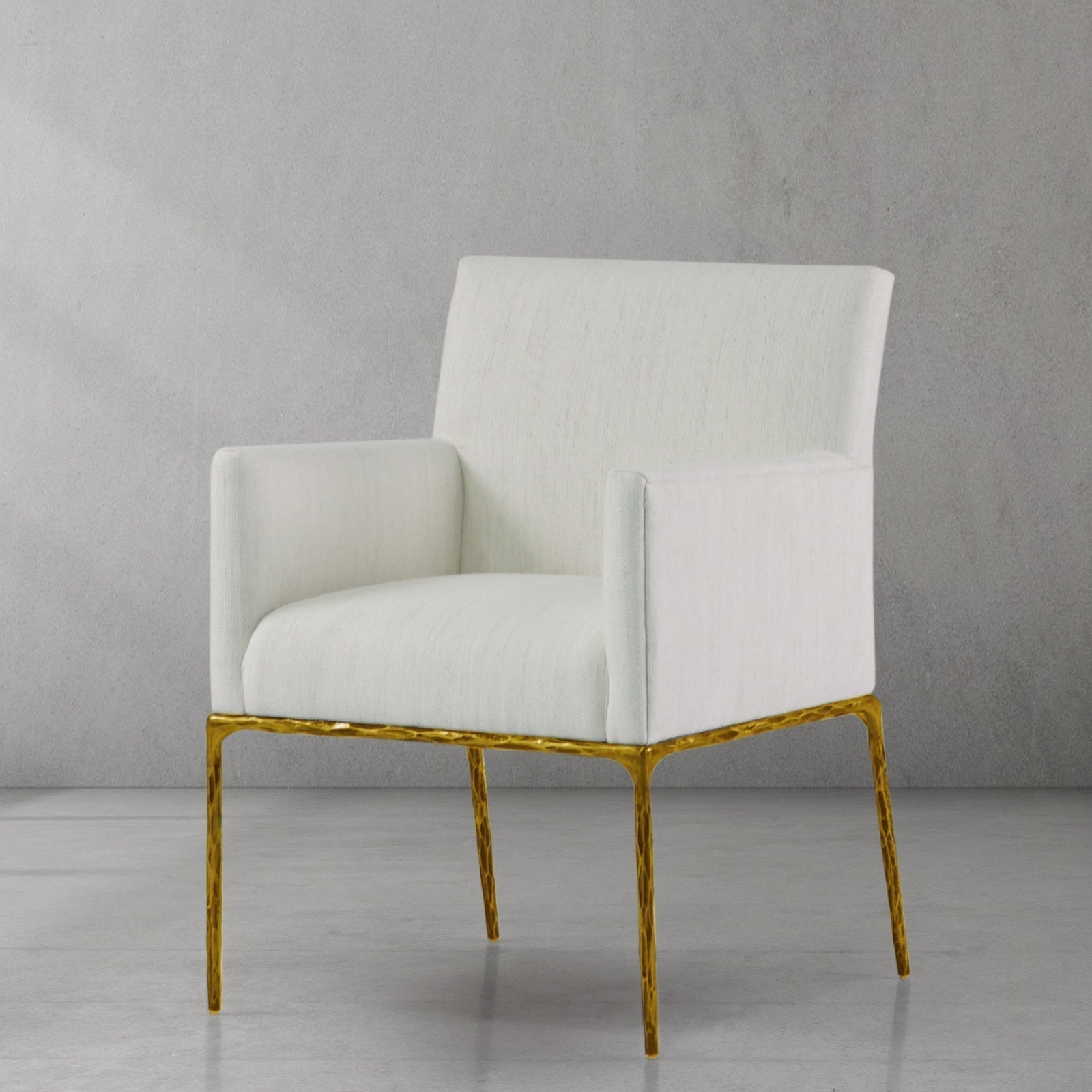 Hand-Forged Metal Track Fabric Lounge Armchair