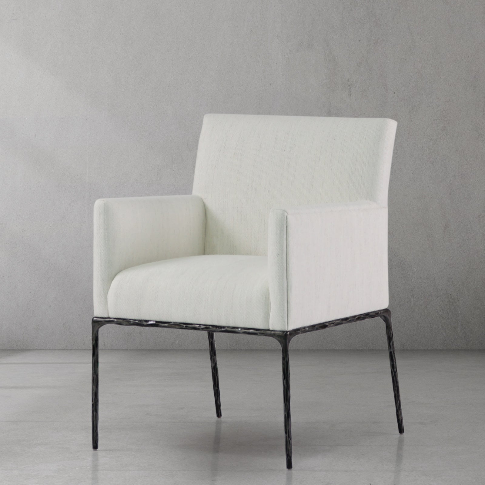 Hand-Forged Metal Track Fabric Lounge Armchair