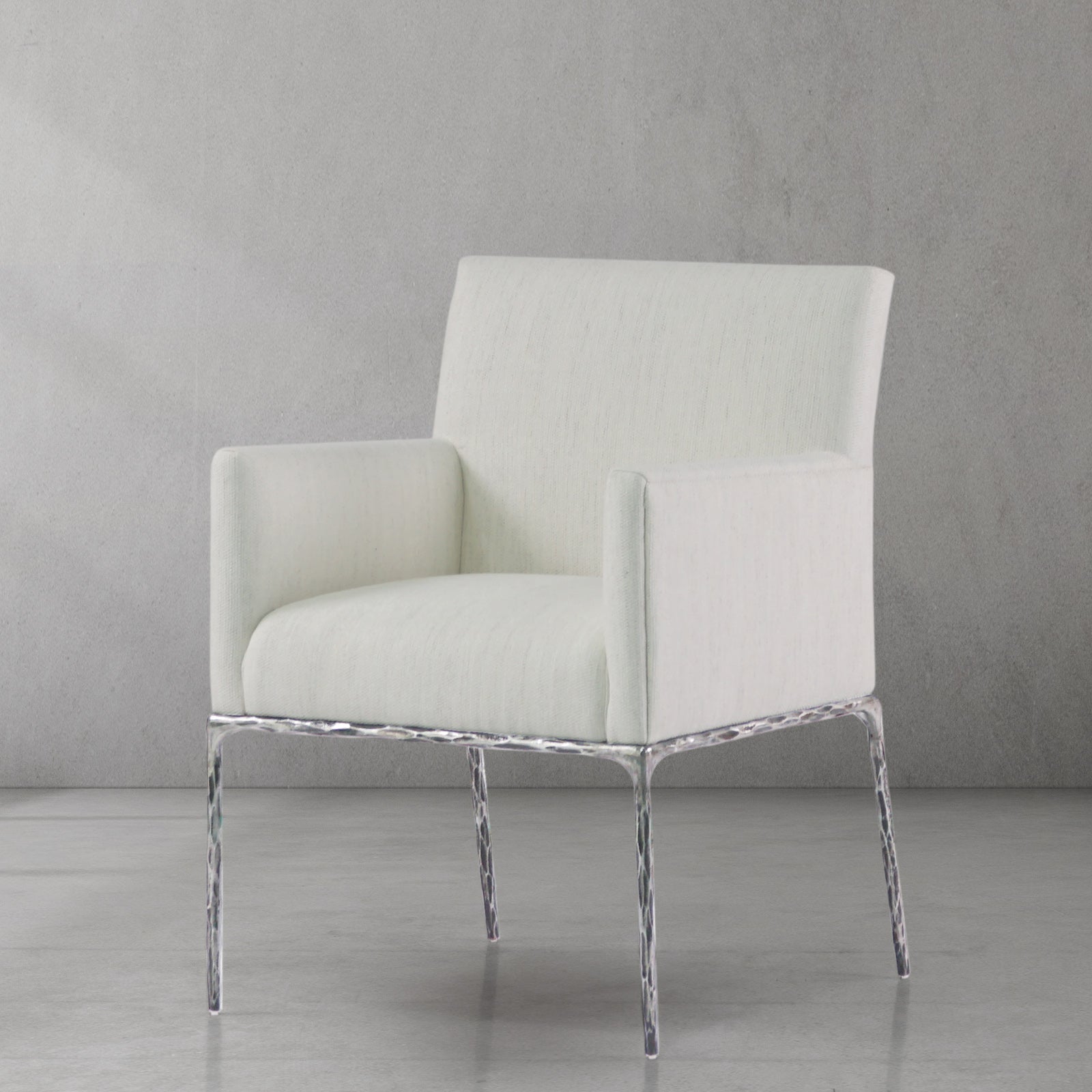 Hand-Forged Metal Track Fabric Lounge Armchair