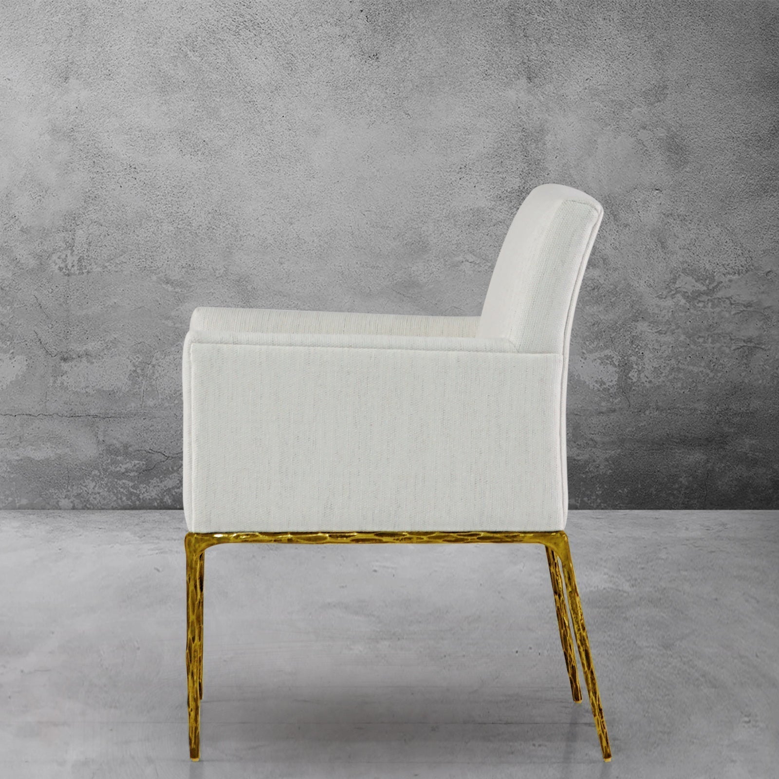 Hand-Forged Metal Track Fabric Lounge Armchair