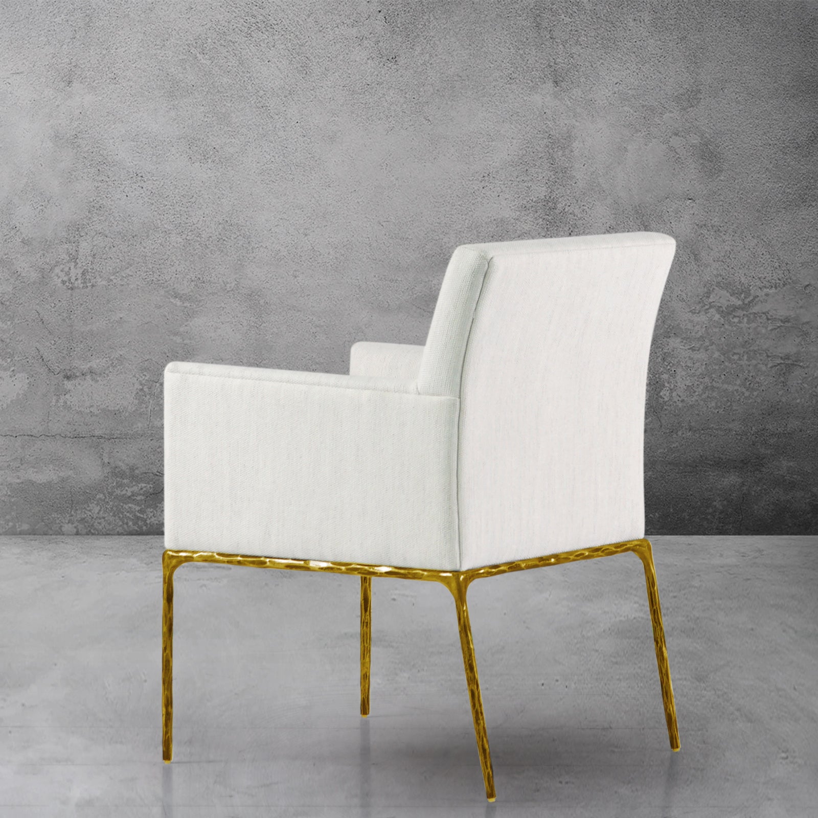 Hand-Forged Metal Track Fabric Lounge Armchair