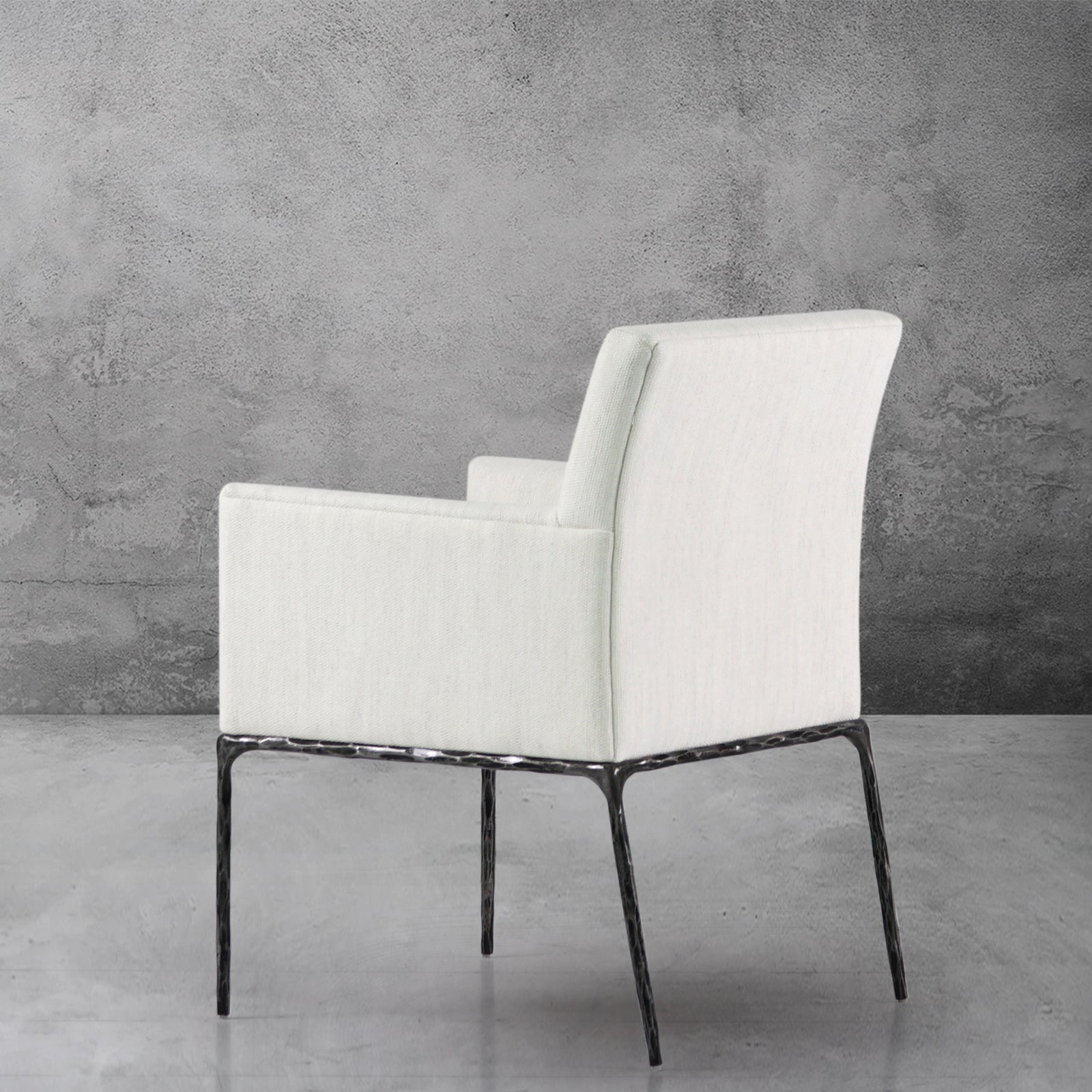 Hand-Forged Metal Track Fabric Lounge Armchair