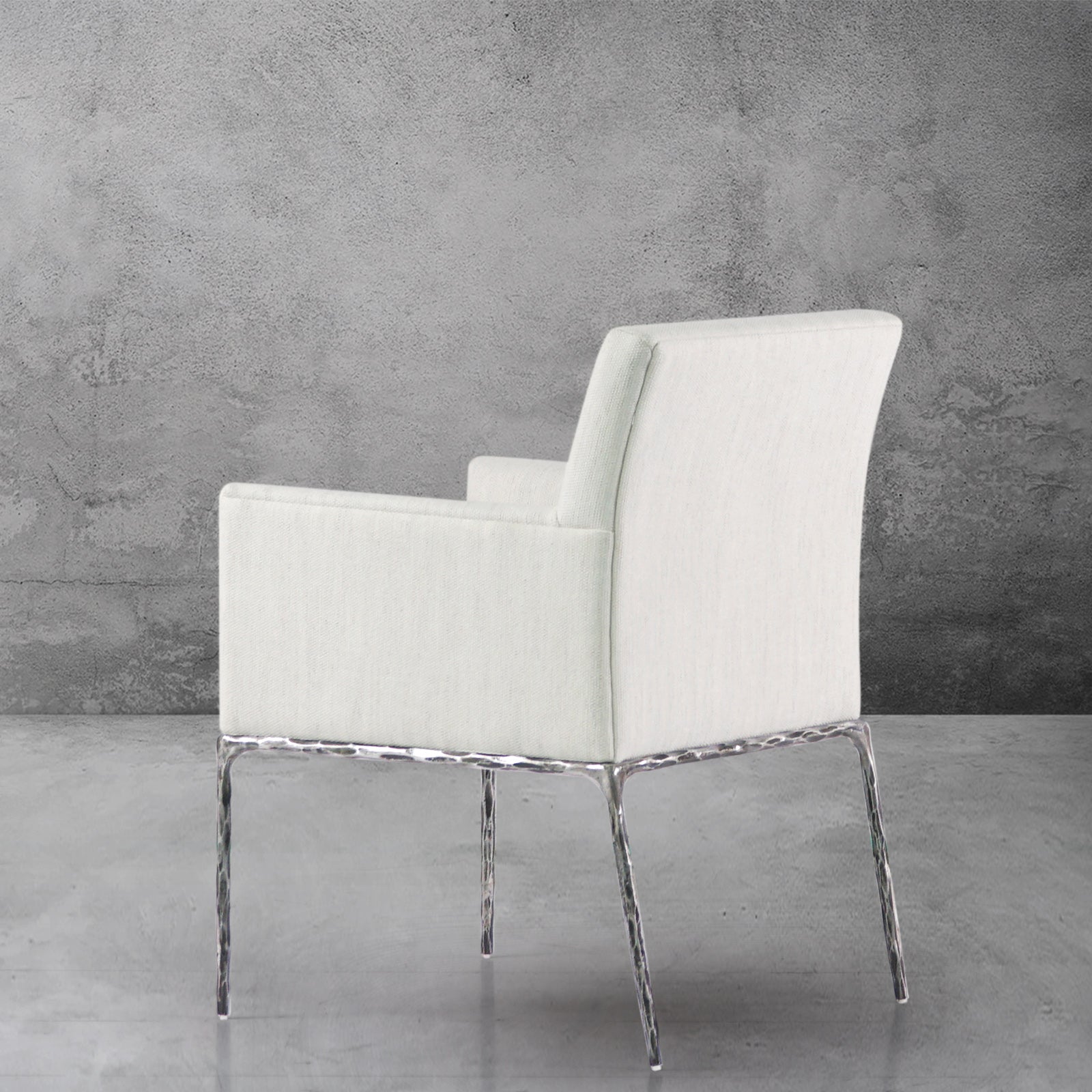 Hand-Forged Metal Track Fabric Lounge Armchair