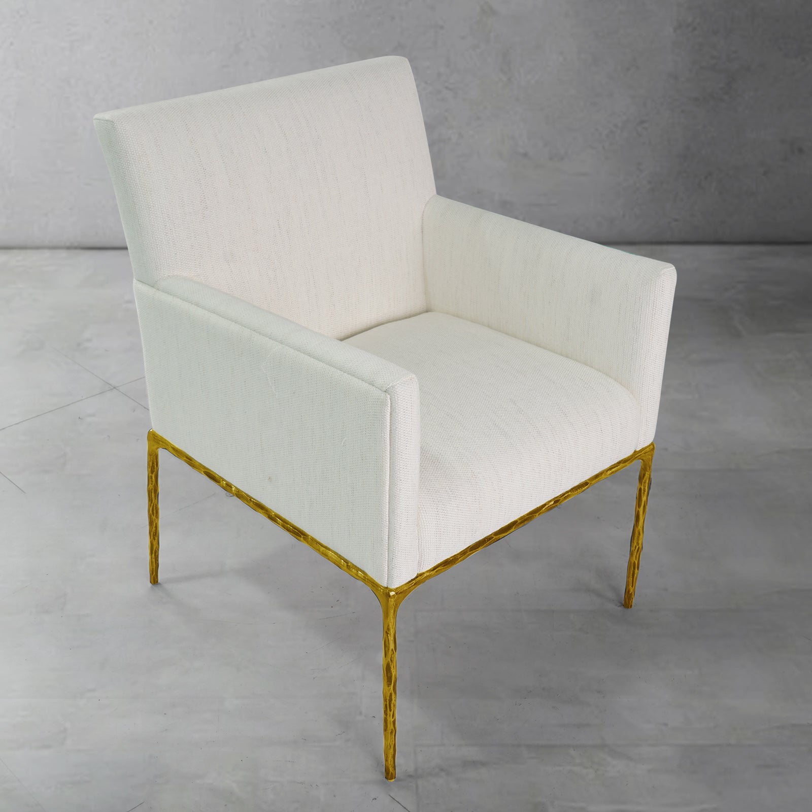 Hand-Forged Metal Track Fabric Lounge Armchair