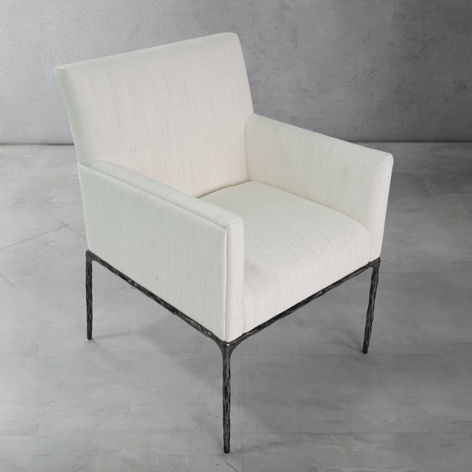 Hand-Forged Metal Track Fabric Lounge Armchair