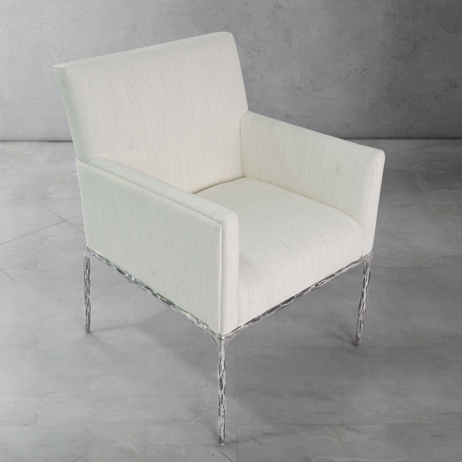 Hand-Forged Metal Track Fabric Lounge Armchair