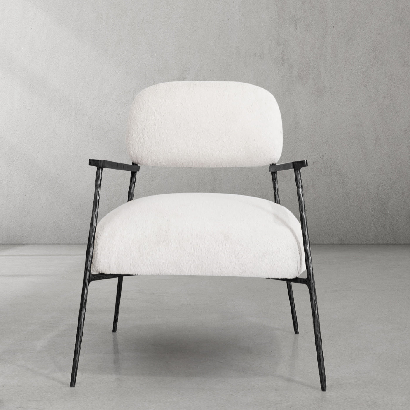 Hand-Forged Metal White Pure Wood Handrail Chair