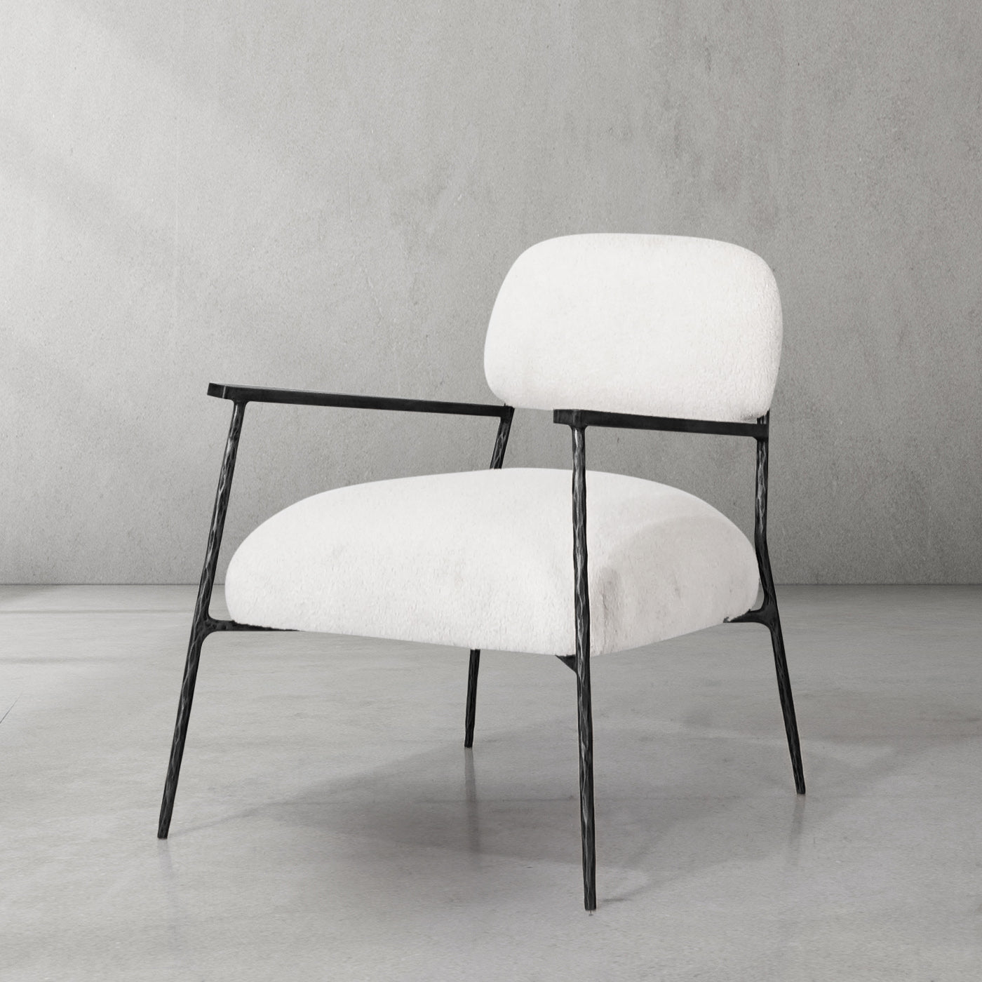 Hand-Forged Metal White Pure Wood Handrail Chair