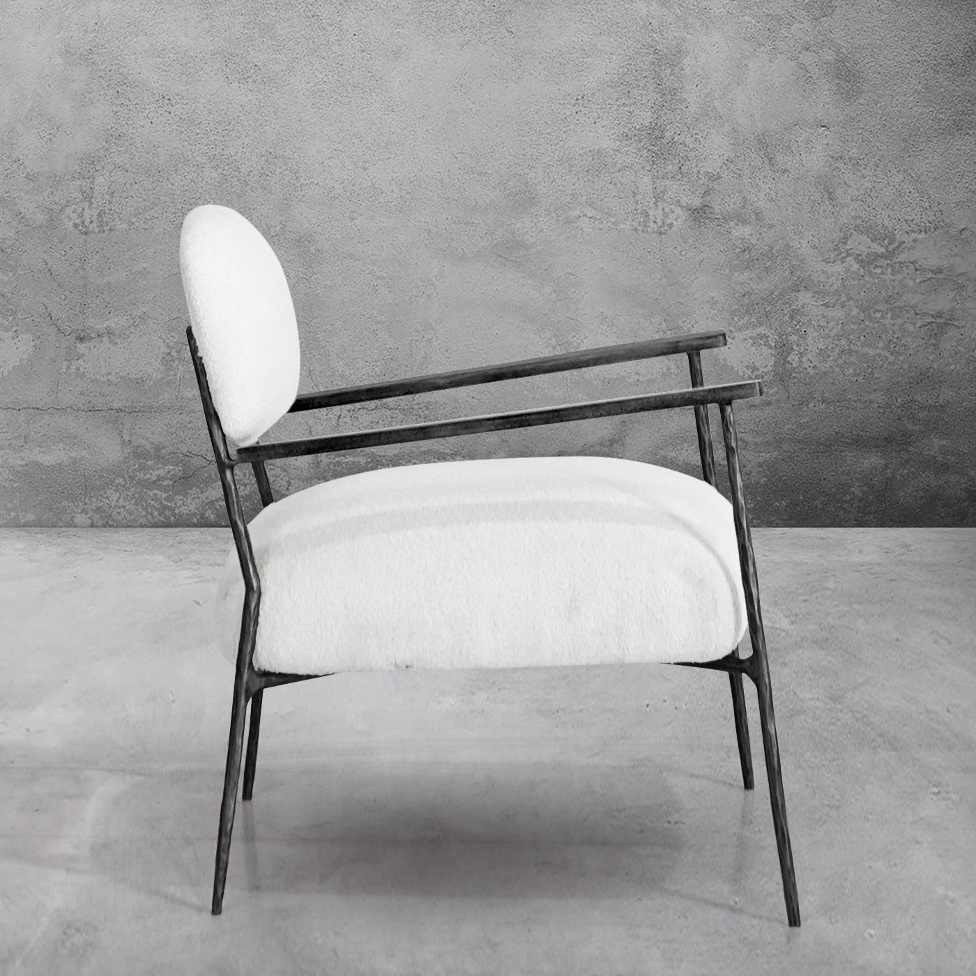 Hand-Forged Metal White Pure Wood Handrail Chair